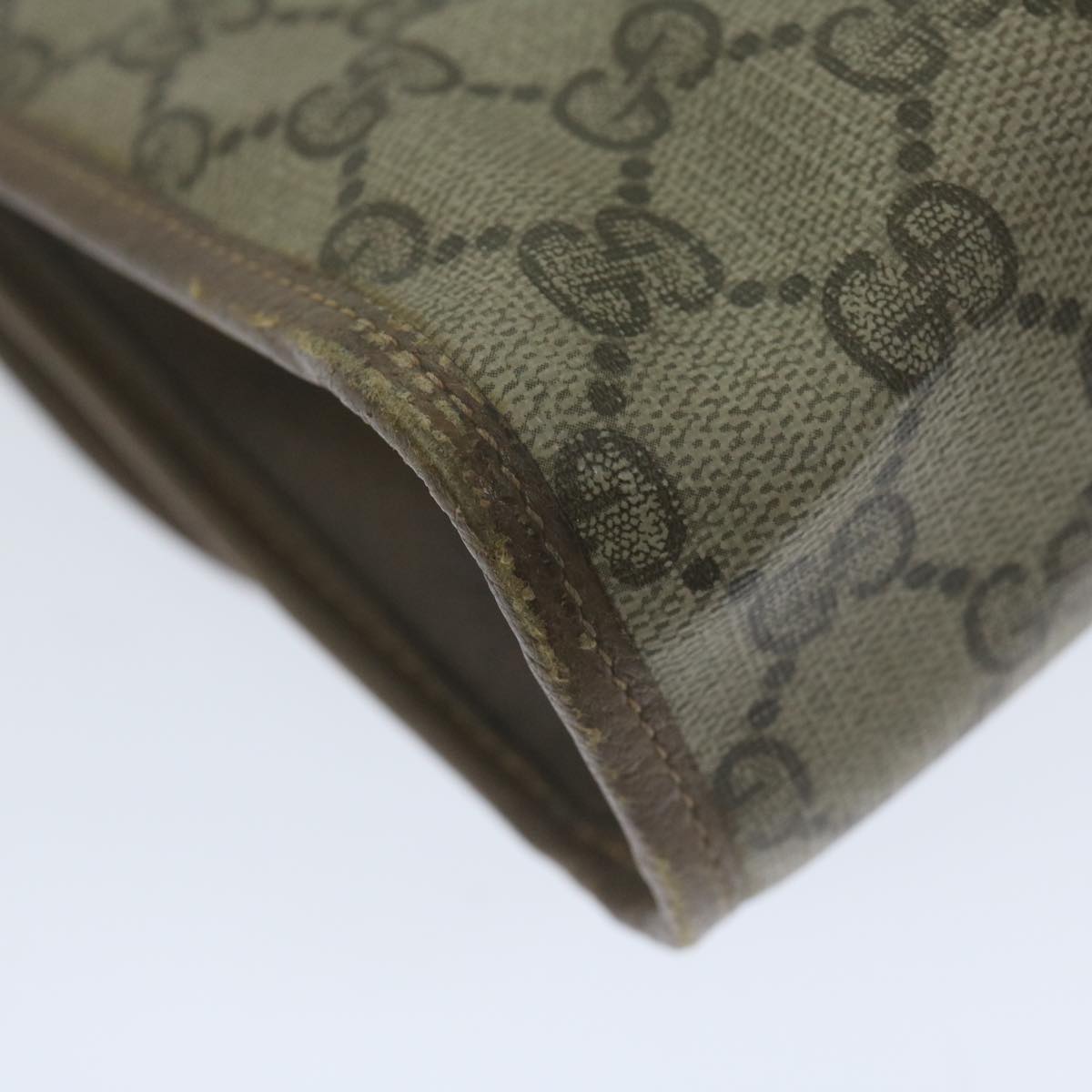 GUCCI GG Supreme Web Sherry Line Clutch Bag PVC Beige 89 01 030 Auth 65174