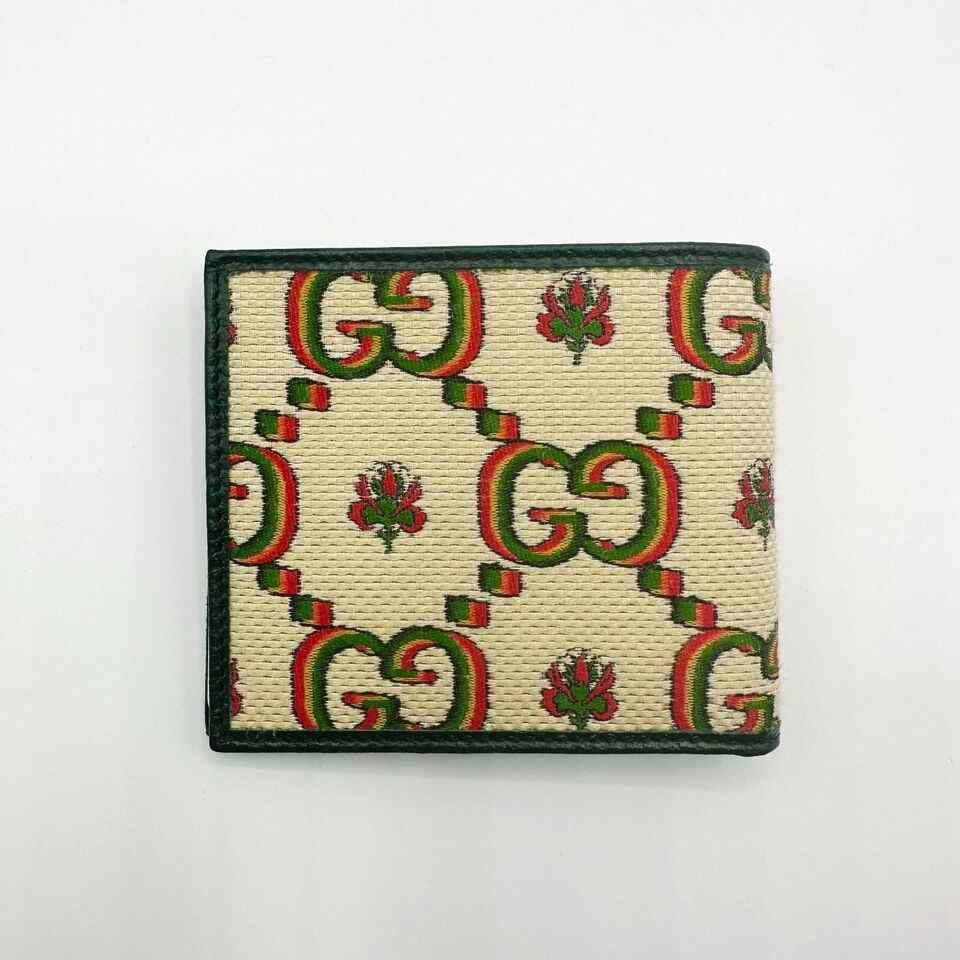 Gucci 100 Centennial Men's Beige Canvas Bifold Wallet