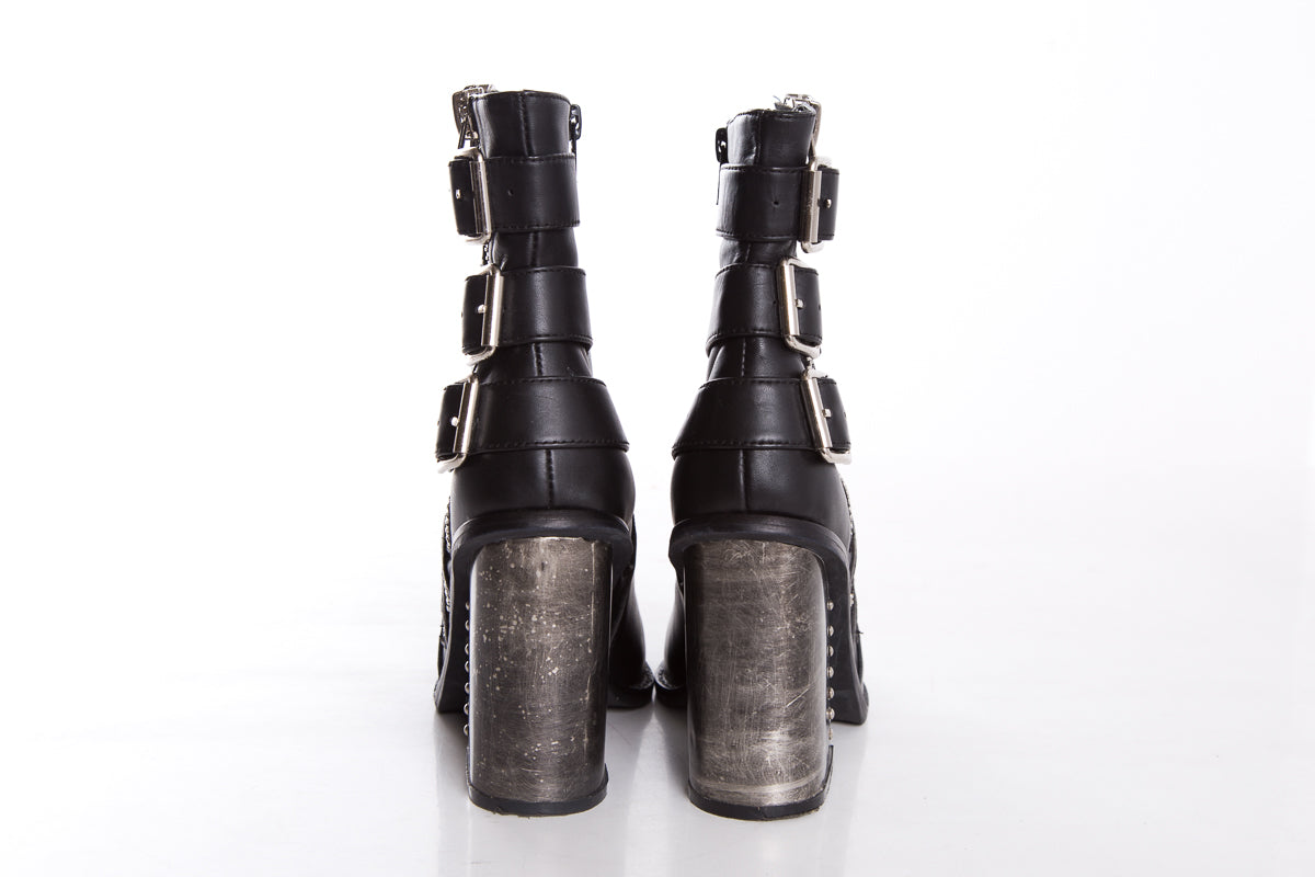 Jeffrey Campbell Black Booties w/ Buckle and Zipper Detail  SZ 6