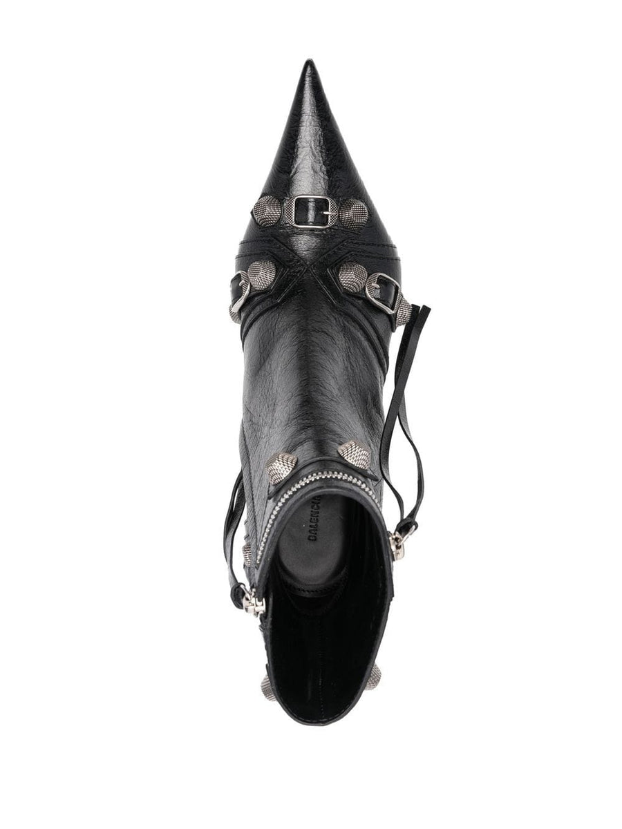 BALENCIAGA Mini Crinkled Leather Ankle Boots with Stiletto Heel
