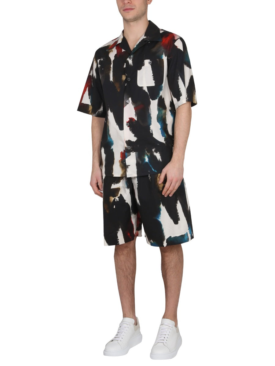 Alexander Mcqueen Men Bermuda With Logo Print