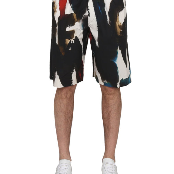 Alexander Mcqueen Men Bermuda With Logo Print
