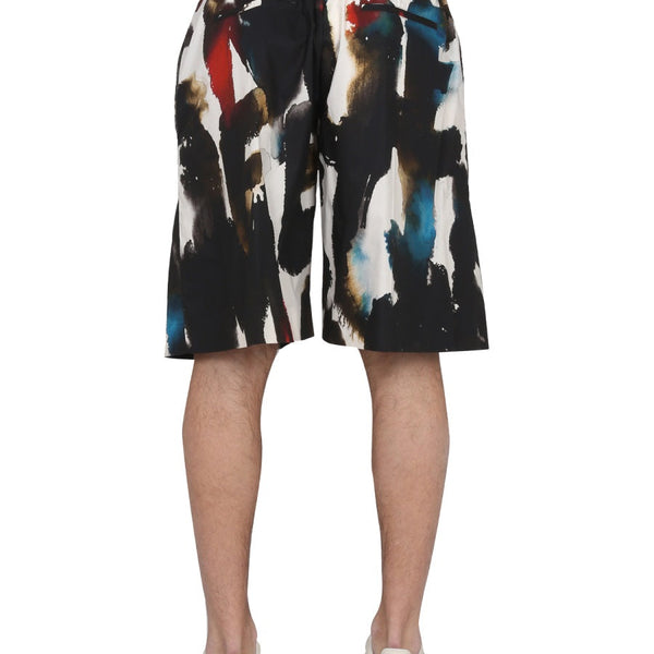 Alexander Mcqueen Men Bermuda With Logo Print