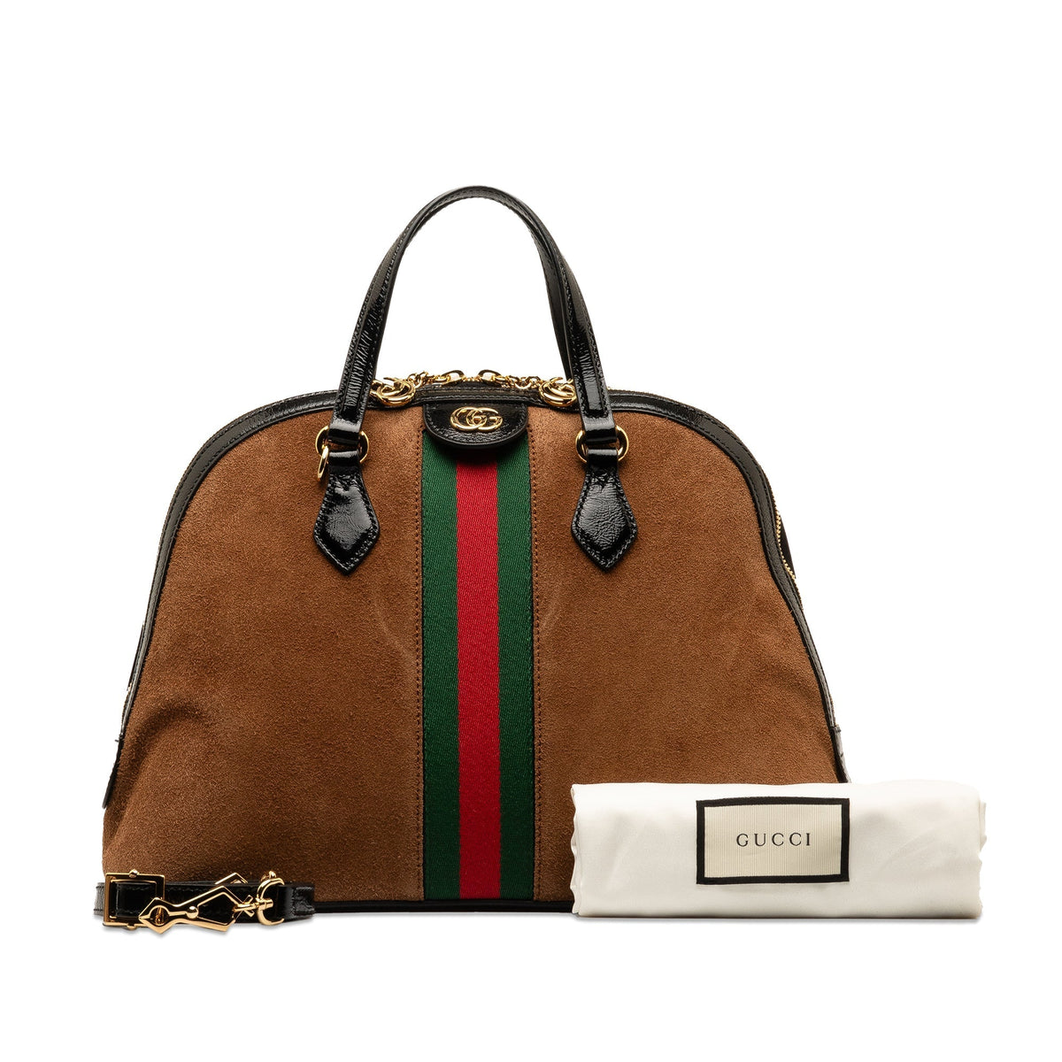 GUCCI Medium Web Ophidia Suede Satchel