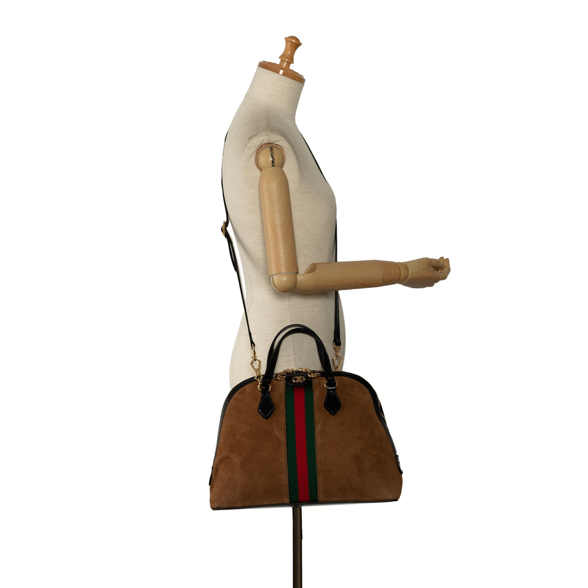GUCCI Medium Web Ophidia Suede Satchel