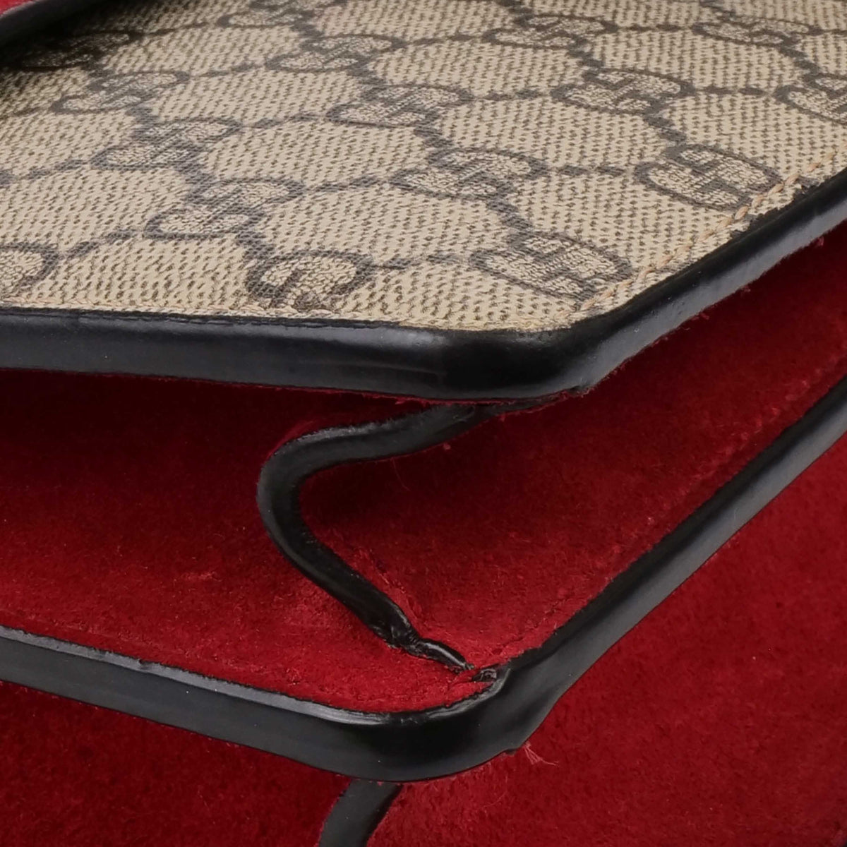 Gucci Small Dionysus GG Supreme With Red Suede Trim.