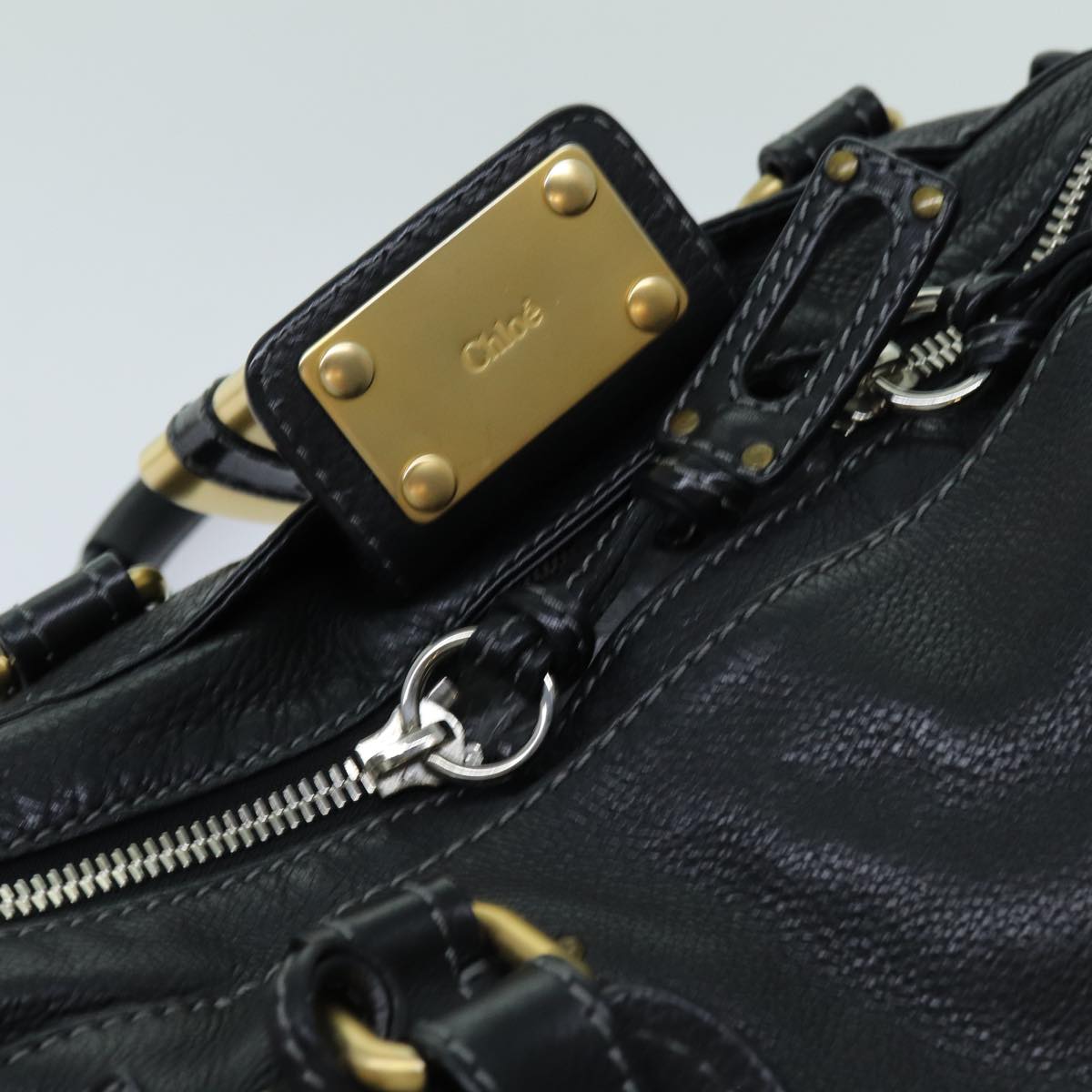 Chloe Paddington Hand Bag Leather 2way Black 70392