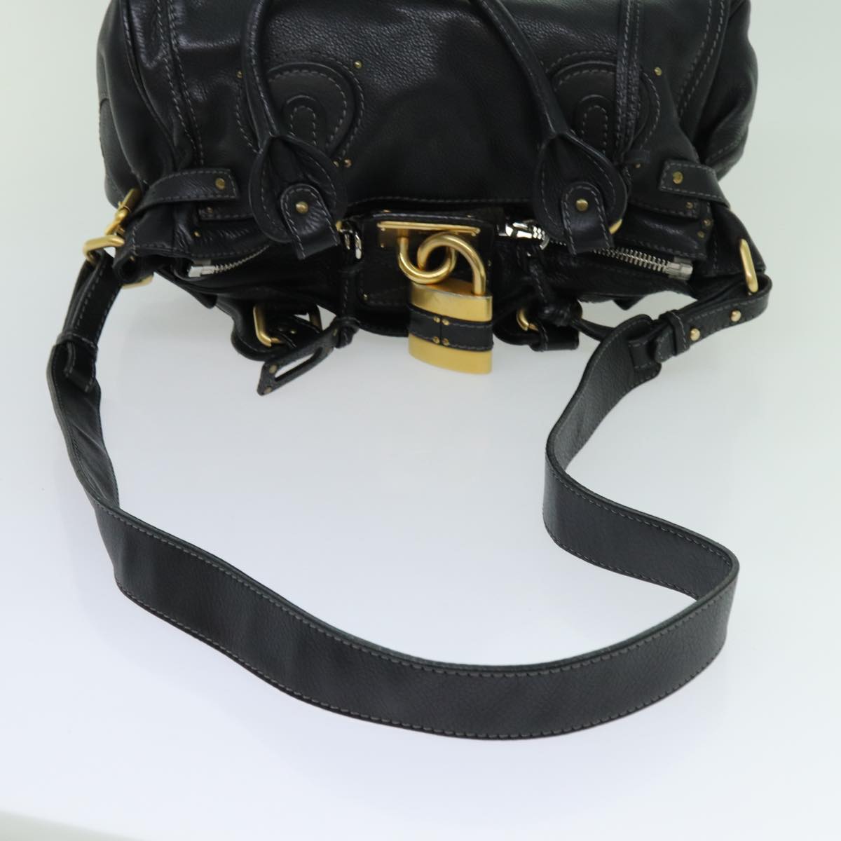 Chloe Paddington Hand Bag Leather 2way Black 70392