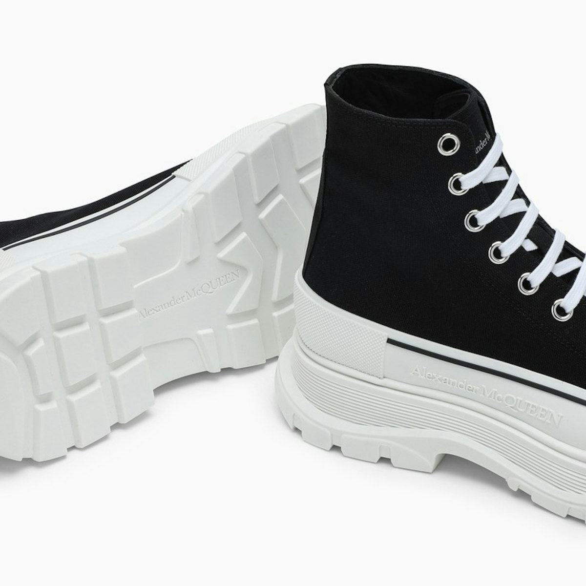 BLACK CANVAS TREAD SLICK BOOTS