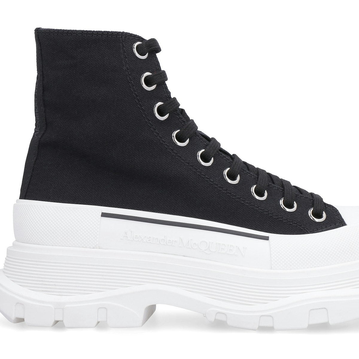 BLACK CANVAS TREAD SLICK BOOTS