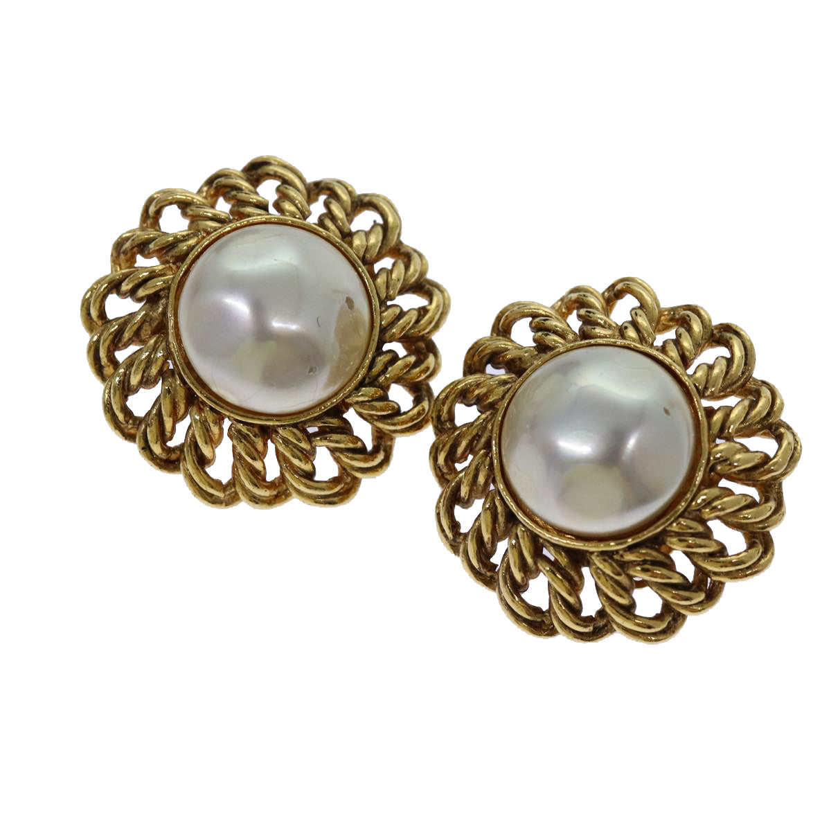 Chanel COCO Mark Earring metal Gold CC Auth 70878