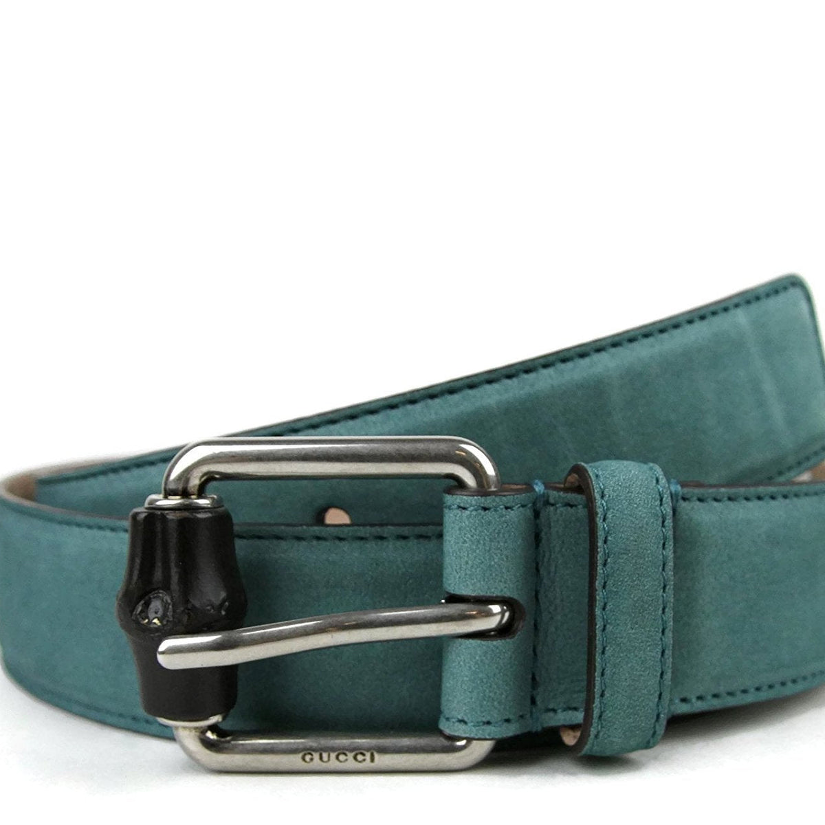 Gucci Men's Leather Suede Bamboo Buckle Belt 336827