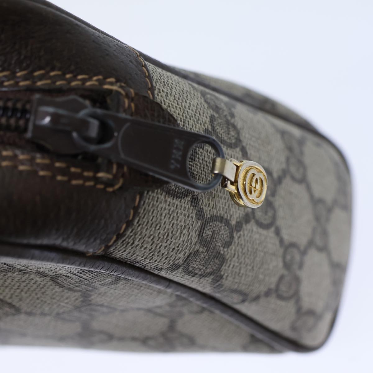 GUCCI GG Canvas Web Sherry Line Clutch Bag PVC Beige Green Red Auth 72151