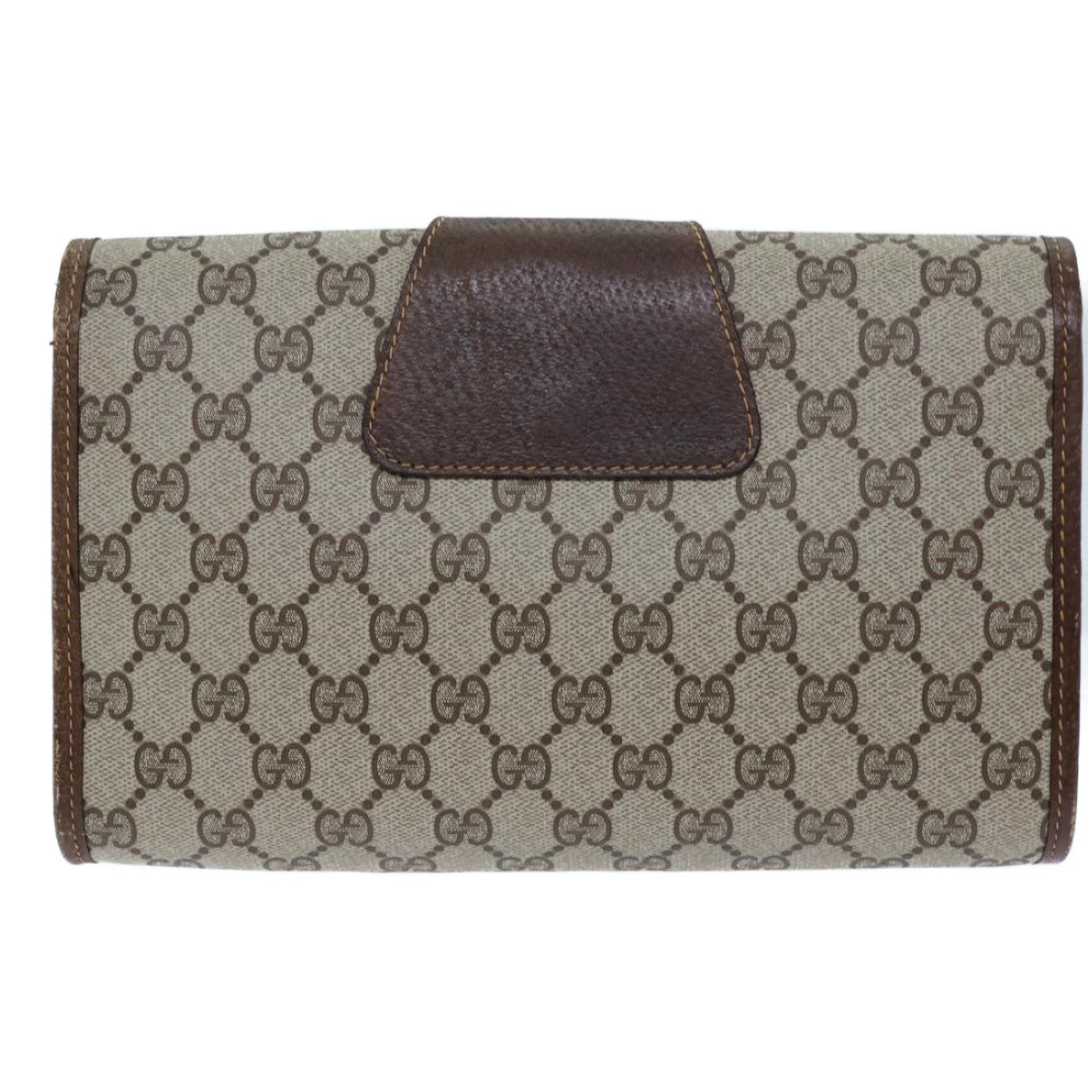 GUCCI GG Canvas Web Sherry Line Clutch Bag PVC Beige Green Red Auth 72156