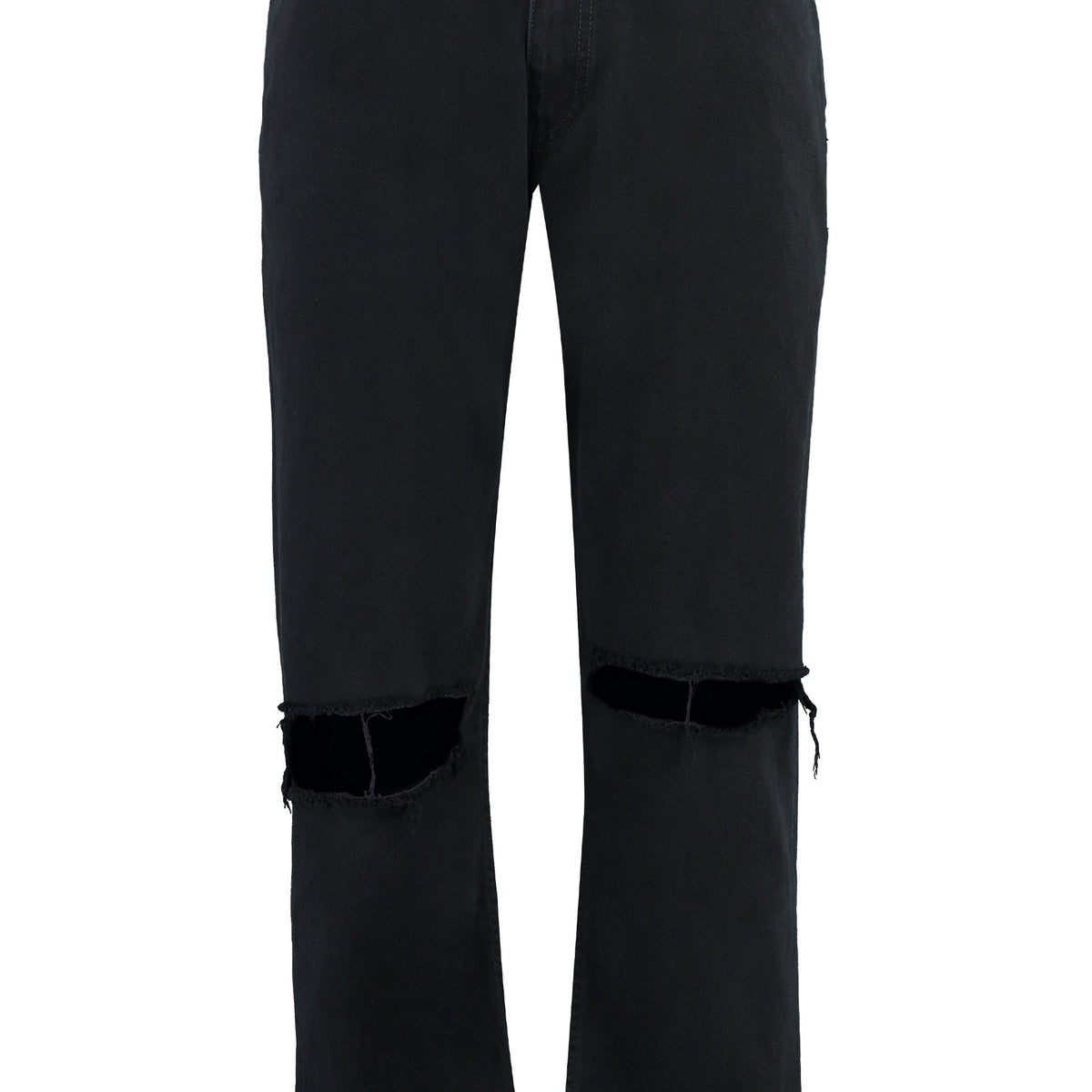 BALENCIAGA 5-Pocket Straight-Leg Distressed Jeans