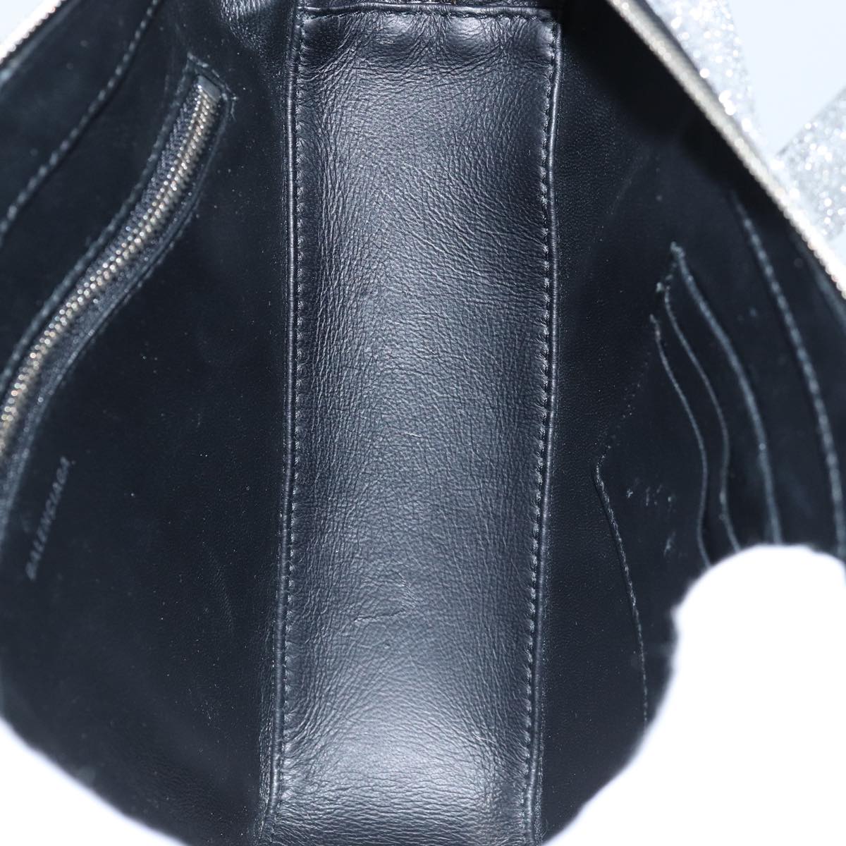 balenciaga Triangle Duffle XS Hand Bag Leather 2way Silver 531048 Auth 74610