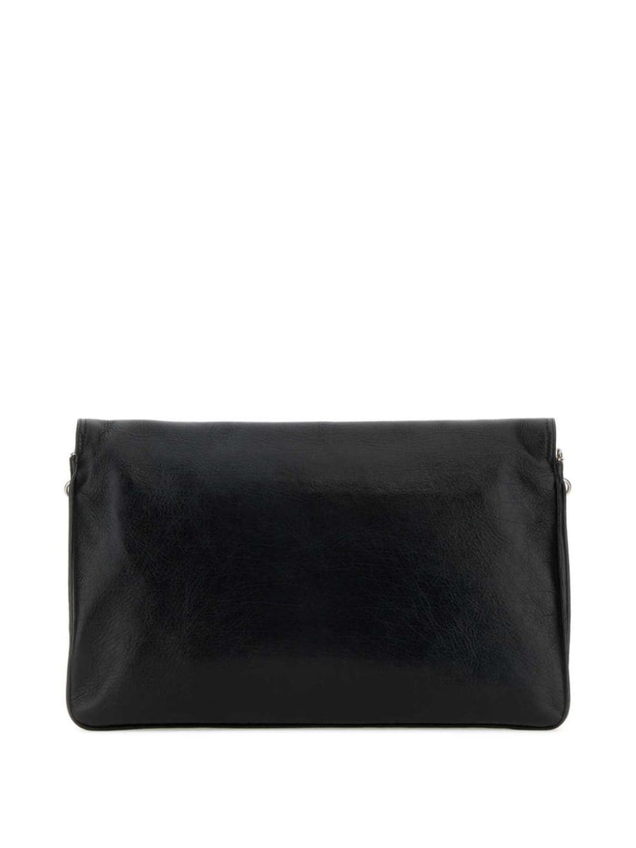 BALENCIAGA Smooth Grain Adjustable Handbag with Chain-Link Shoulder Strap