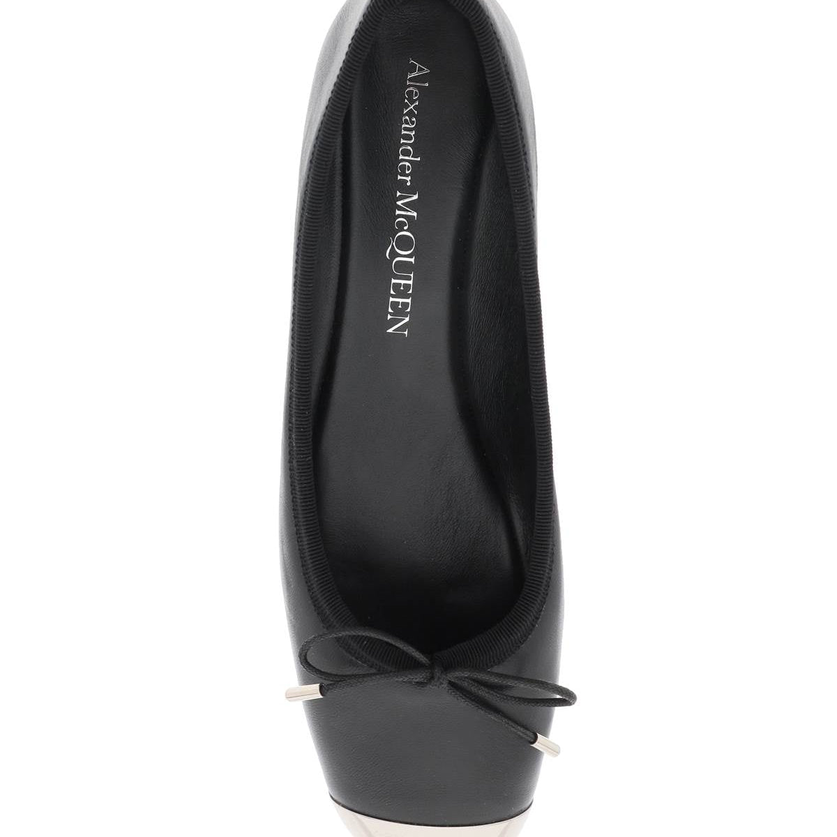 NAPPA LEATHER BALLET FLATS WITH METALLIC TOE