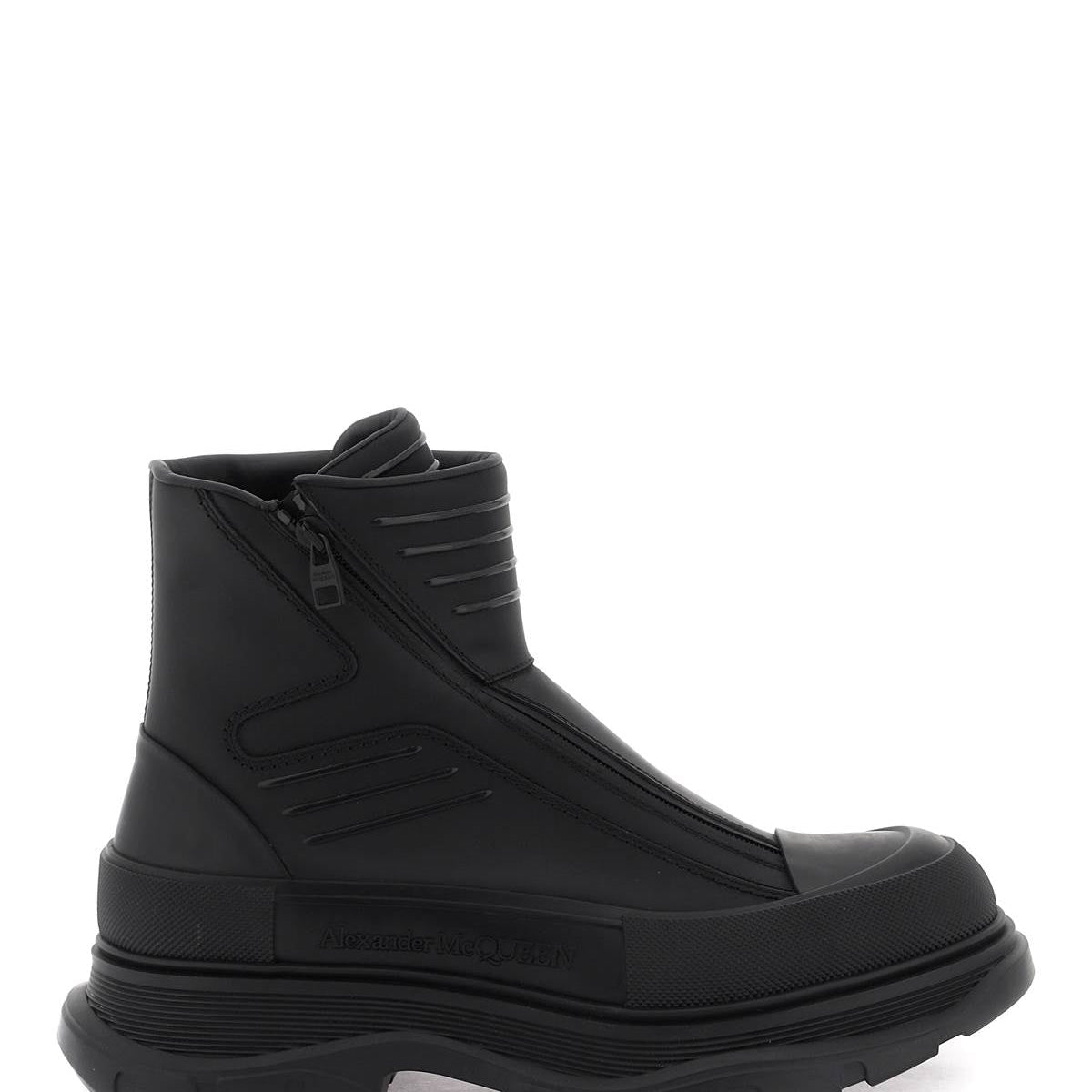 RUBBERIZED FABRIC TREAD SLICK ANKLE BOOTS