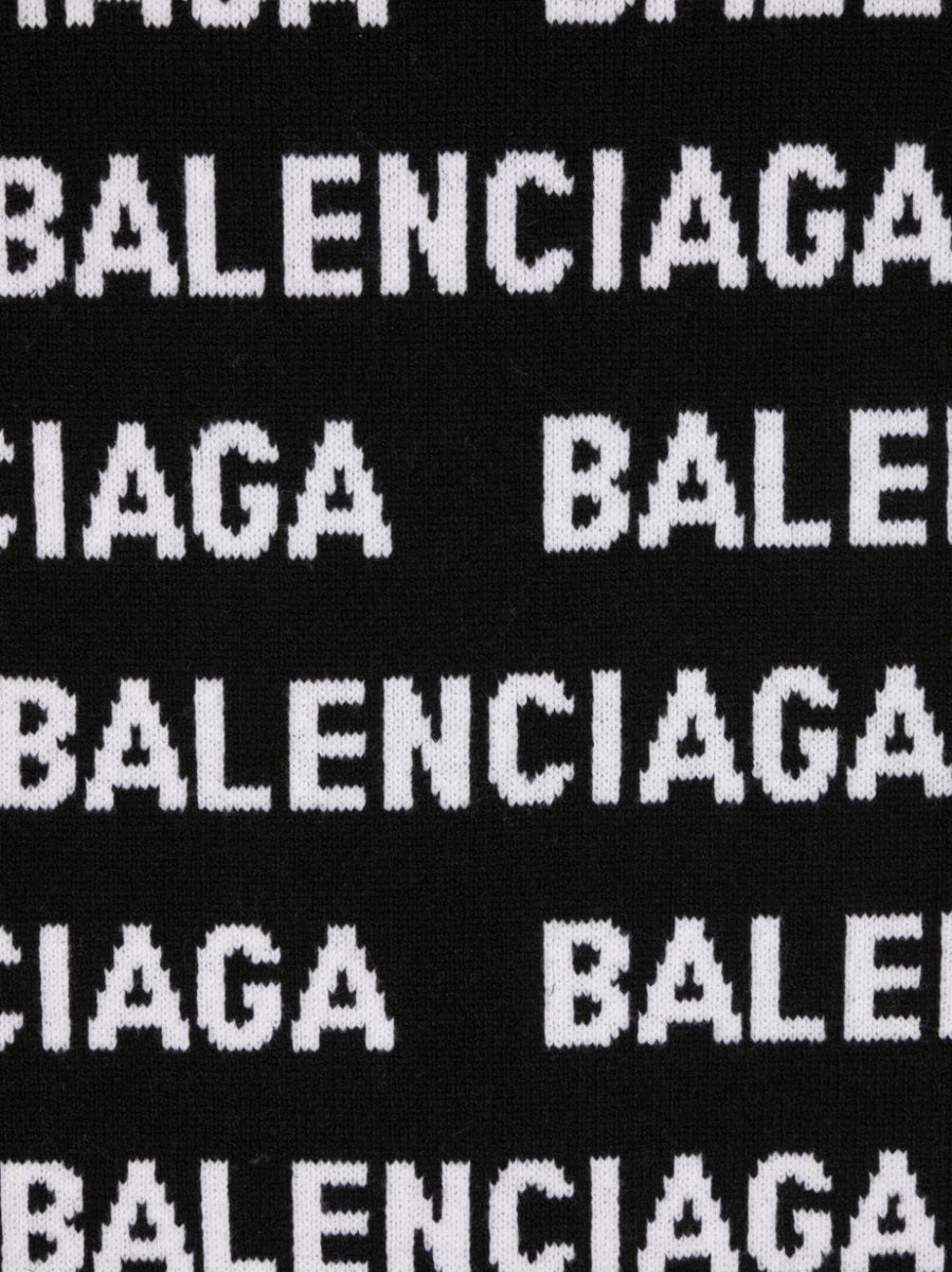 BALENCIAGA Allover Logo Wool Scarf