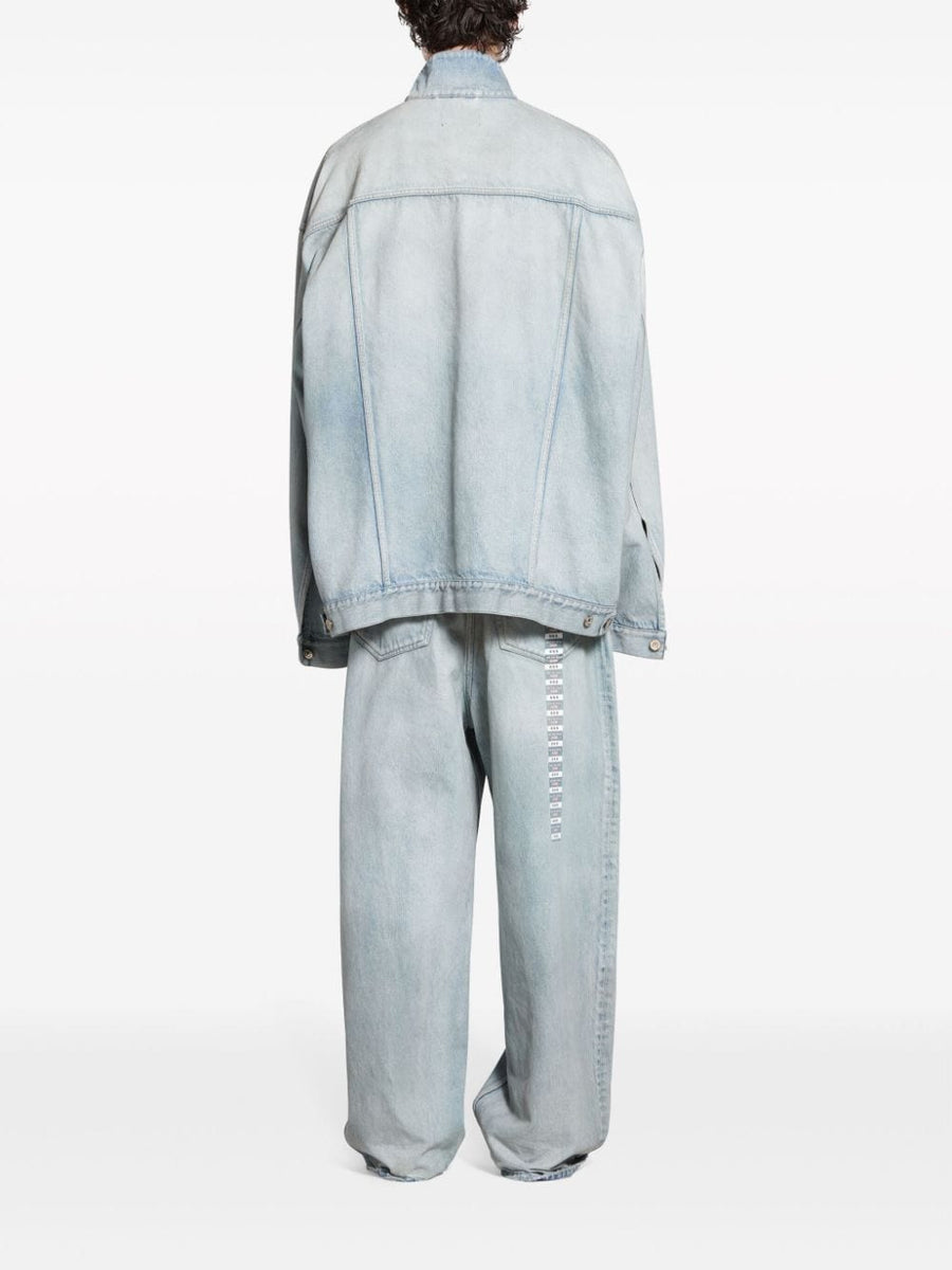 BALENCIAGA Washed Denim Jacket with Logo Patch