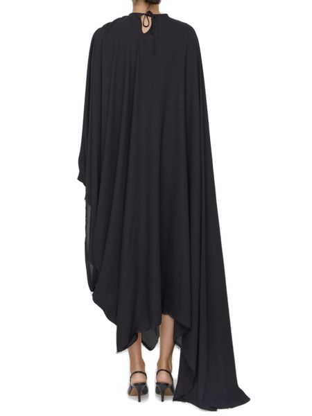 BALENCIAGA Asymmetric Hem Crepe Mini Dress with Back Lace-Up Closure