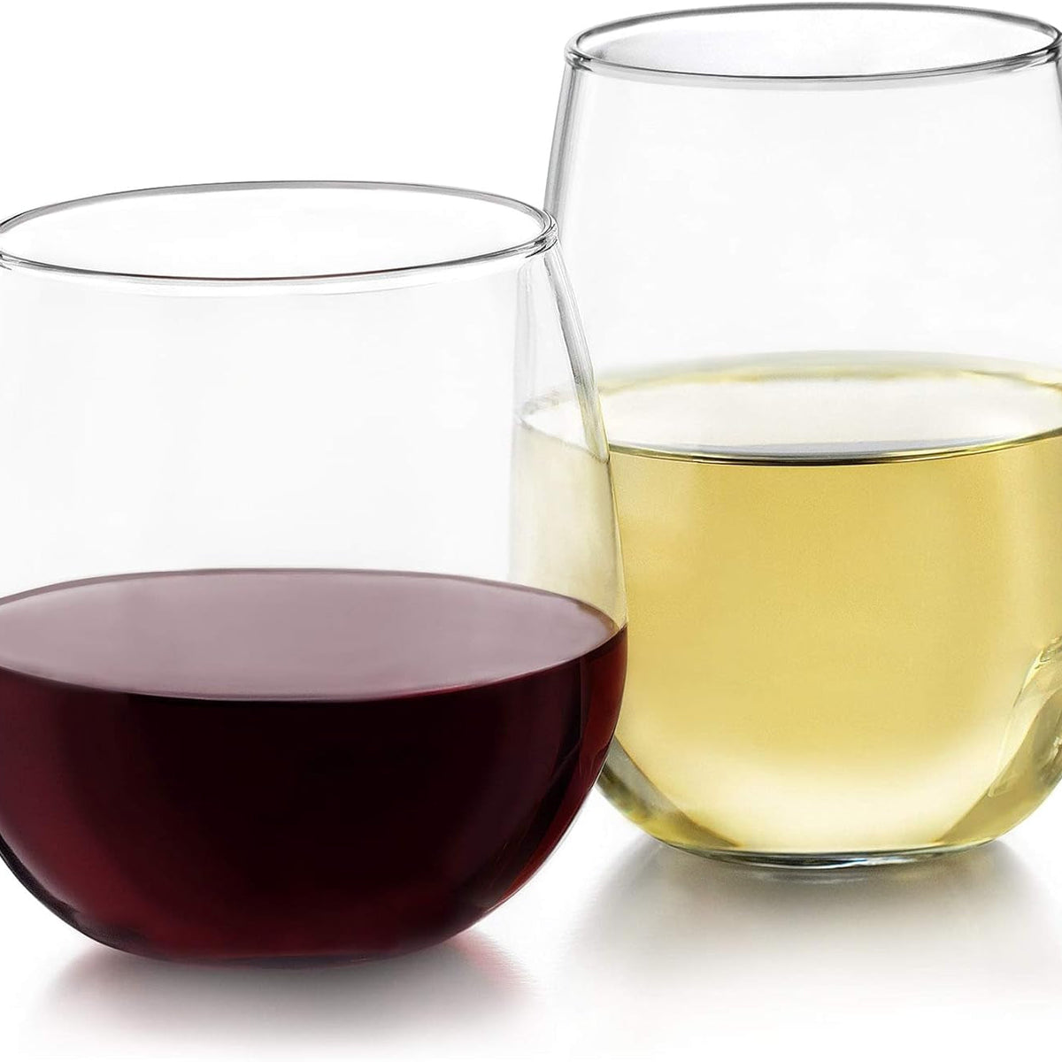 Stemless 12-Piece Wine Glass Party Set for Red and White Wines