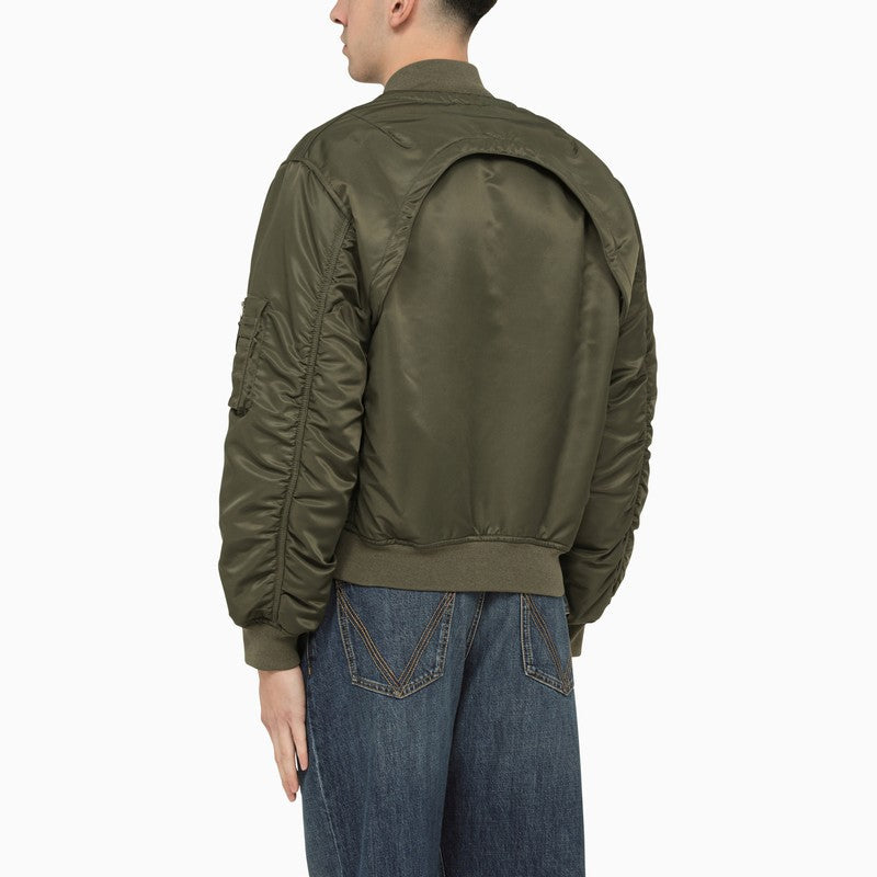 Alexander Mcqueen Convertible Khaki Nylon Bomber Jacket Men