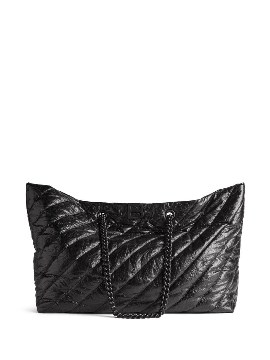 BALENCIAGA Crush Leather Tote Handbag - 58 cm