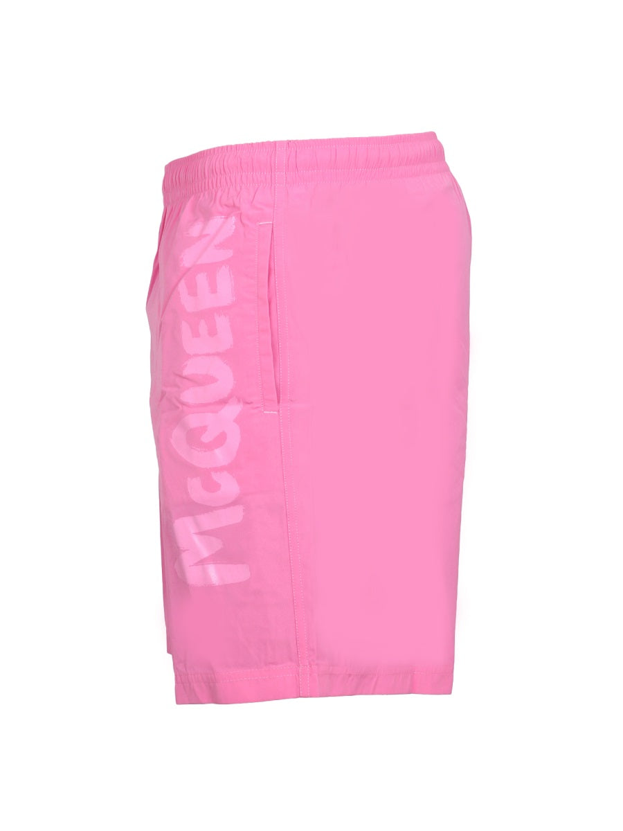 Alexander Mcqueen Men Logo Print Swimsuit