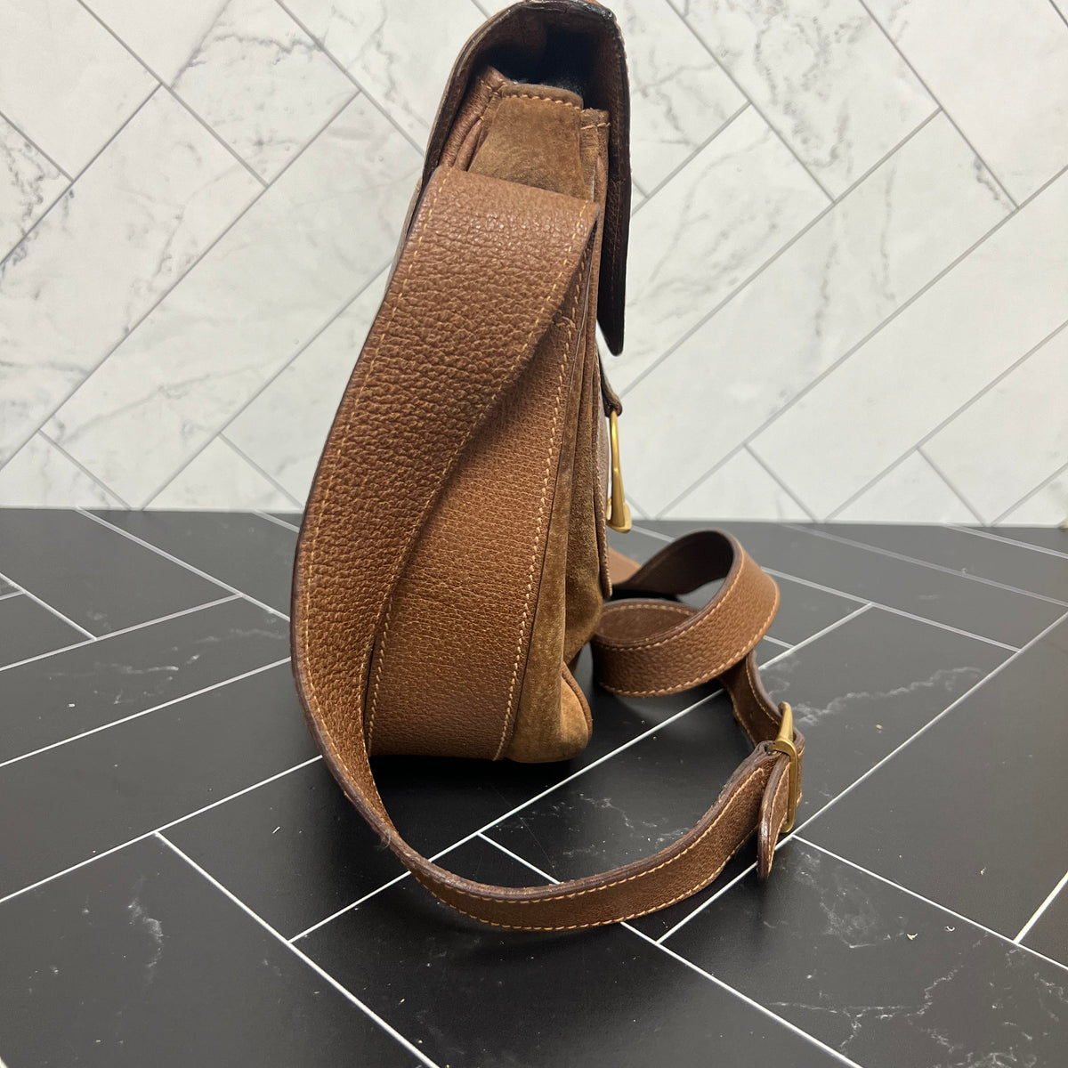 Gucci Brown Leather & Suede Saddle Bag