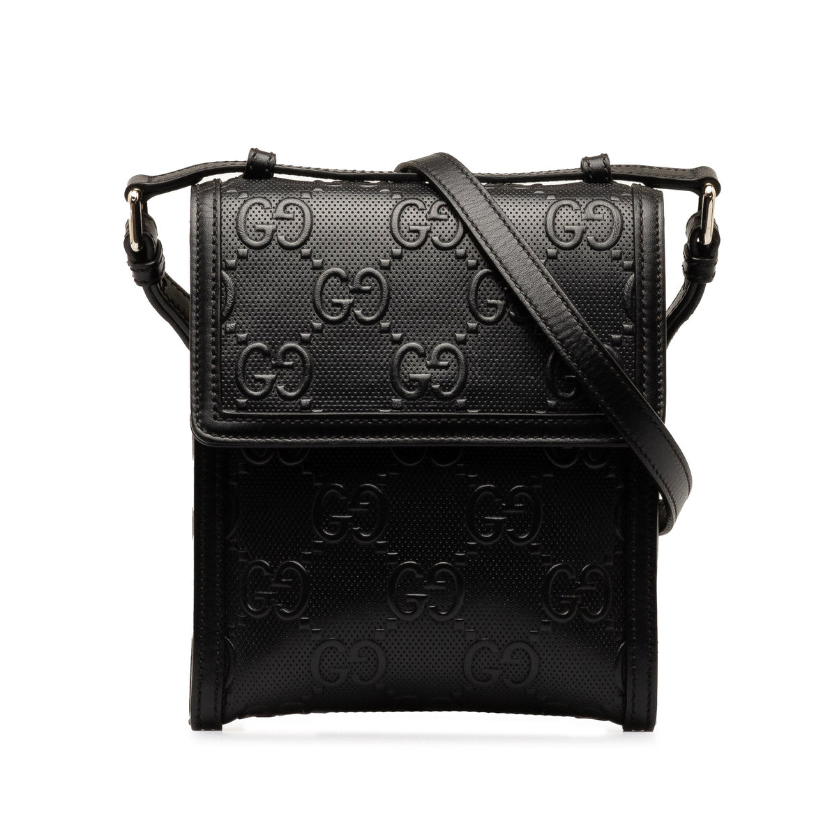 GUCCI GG Embossed Flap Crossbody Crossbody Bag