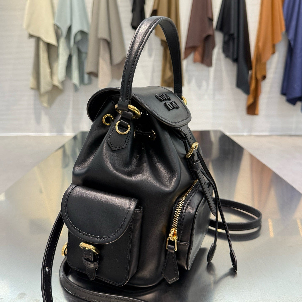 MIU M LEATHER BACKPACK