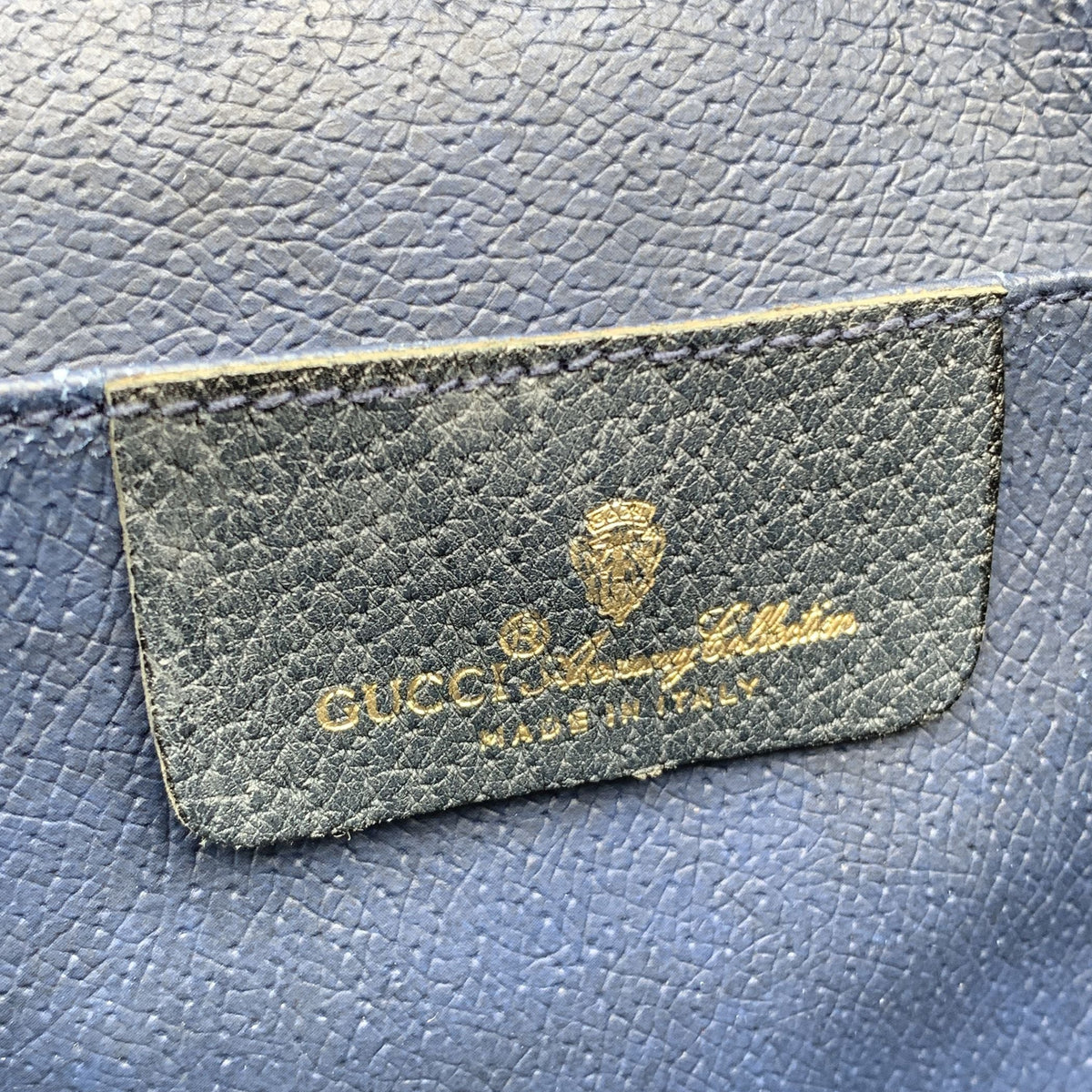 GUCCI Vintage Blue Monogram Canvas Web Cosmetic Flap Bag Clutch