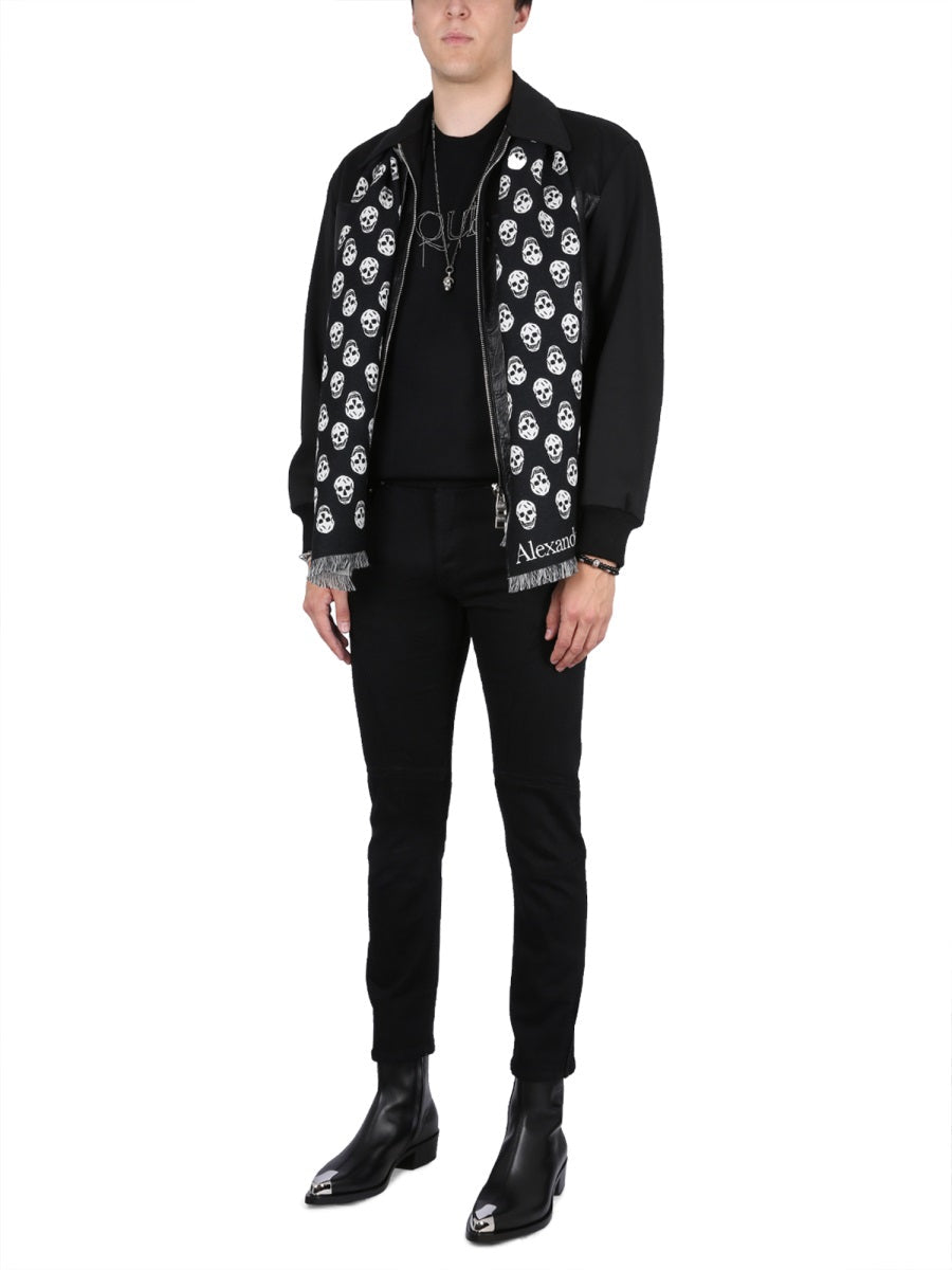 Alexander Mcqueen Men Leather Bomber Jacket