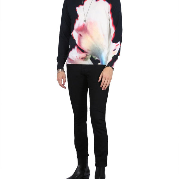 Alexander Mcqueen Men Jersey With Solarised Flower Print