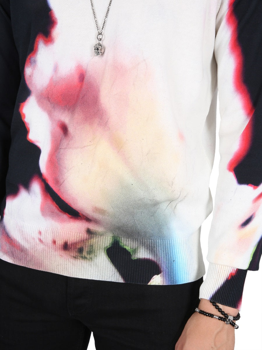 Alexander Mcqueen Men Jersey With Solarised Flower Print