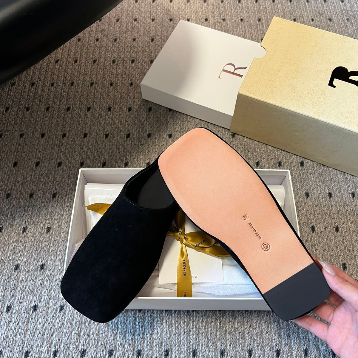 THE ROW SUEDE MULES