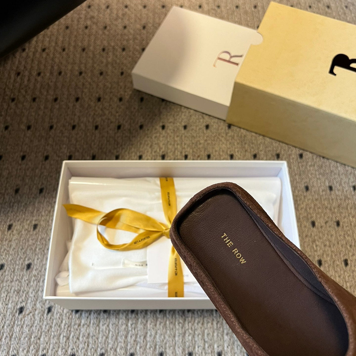 THE ROW SUEDE MULES