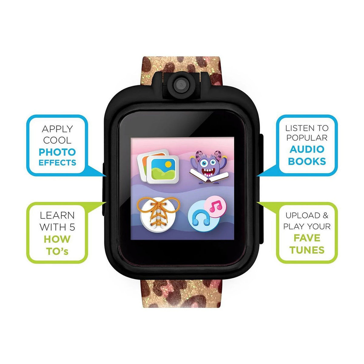 PlayZoom 2 Kids Smartwatch & Earbuds Set: Leopard Print