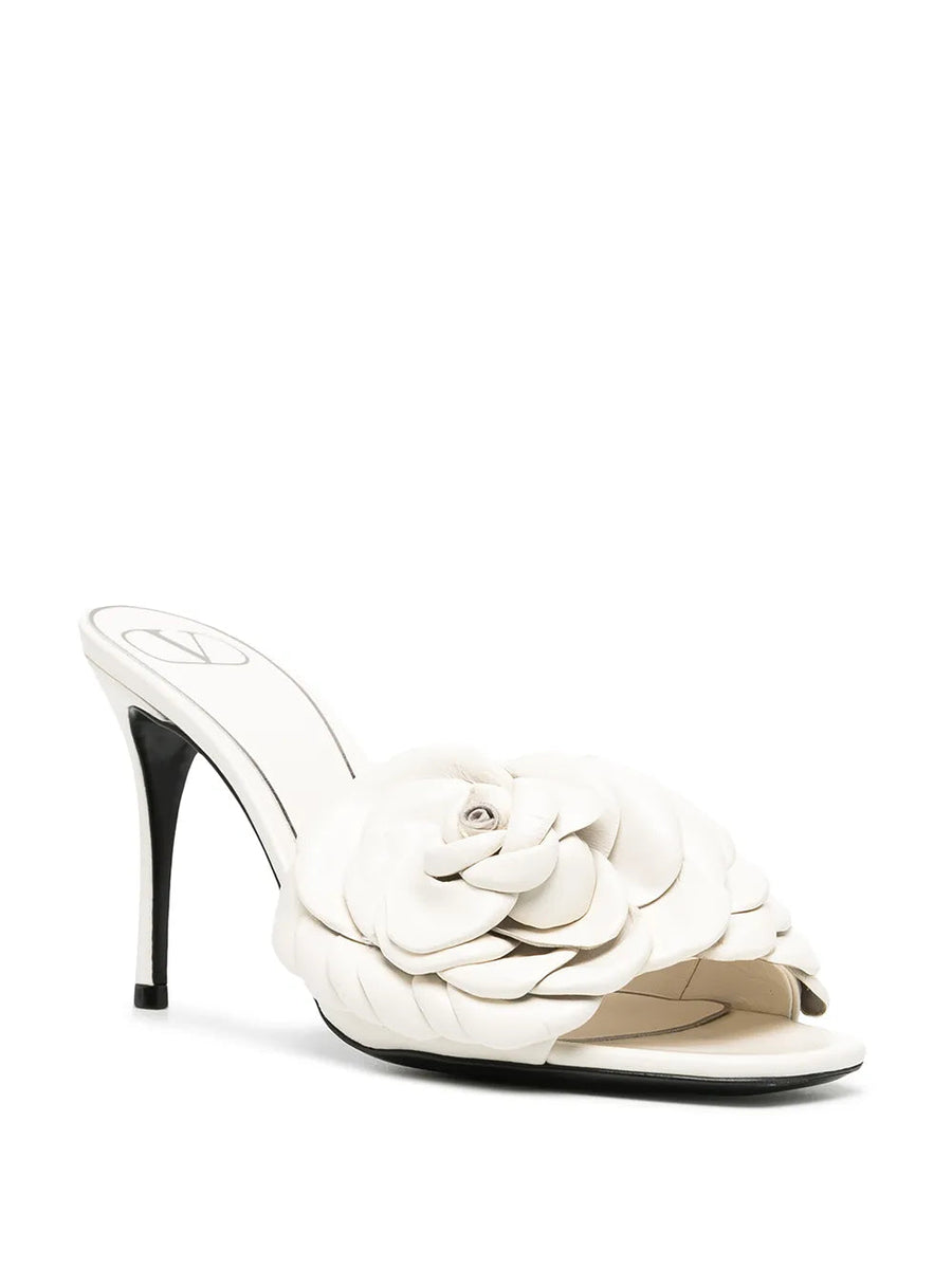 Valentino Garavani Floral Appliqué Leather Mules