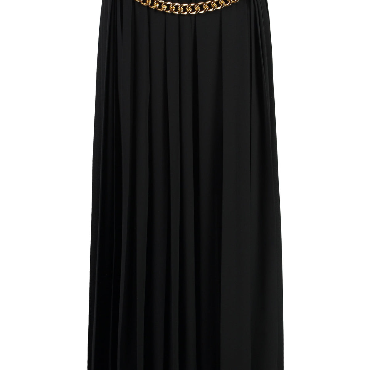 BALENCIAGA High-Waisted Pleated Skirt with Chain Detail - Ankle Length
