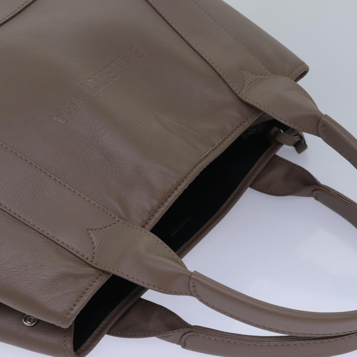 balenciaga Navy Cabas Hand Bag Leather Gray 339933 Auth 80962