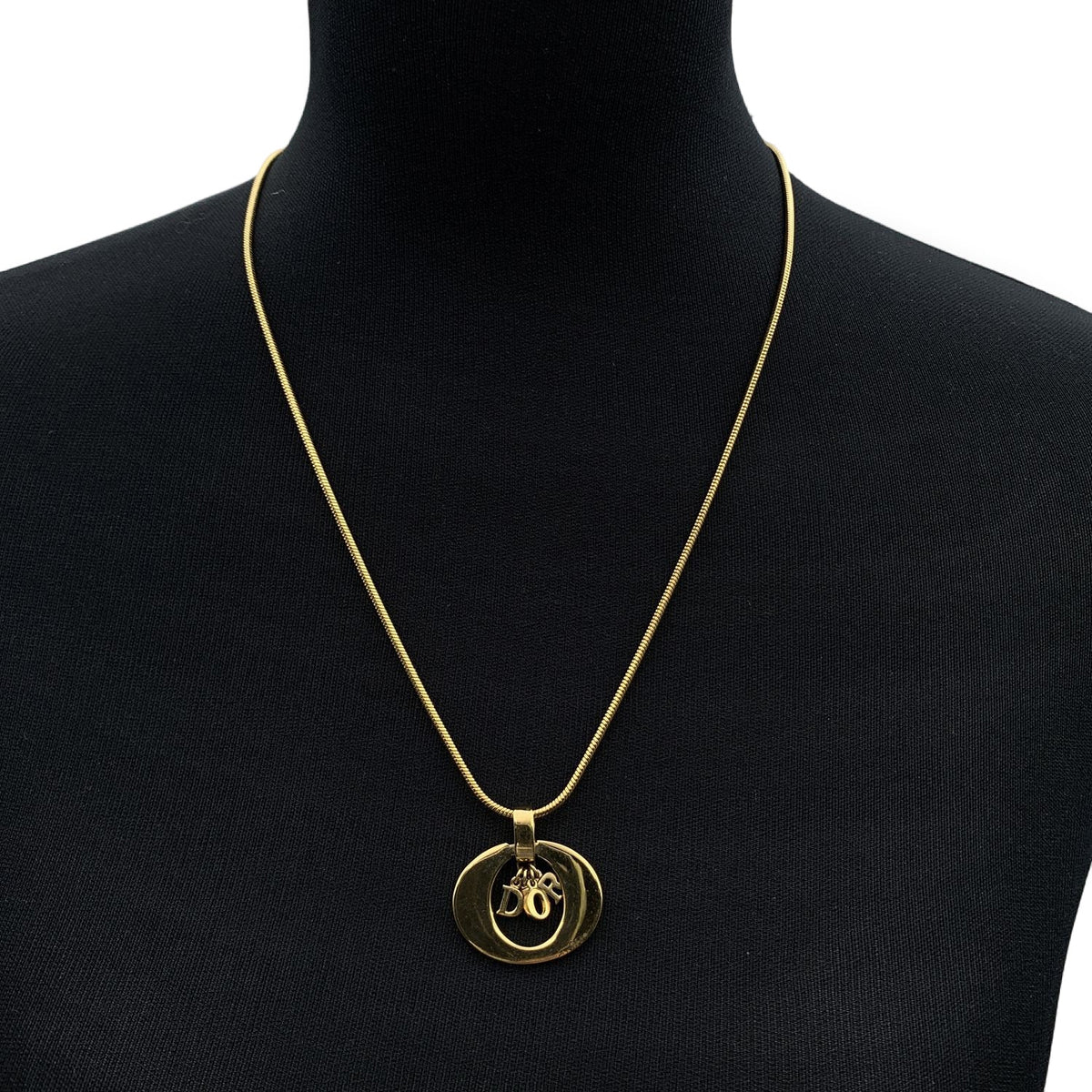 CHRISTIAN Top quality Dior Gold Metal Dangling Charms Logo Necklace