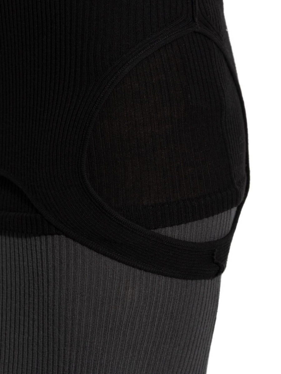BALENCIAGA Maxi Layered Ribbed Dress with Cut-Out Details