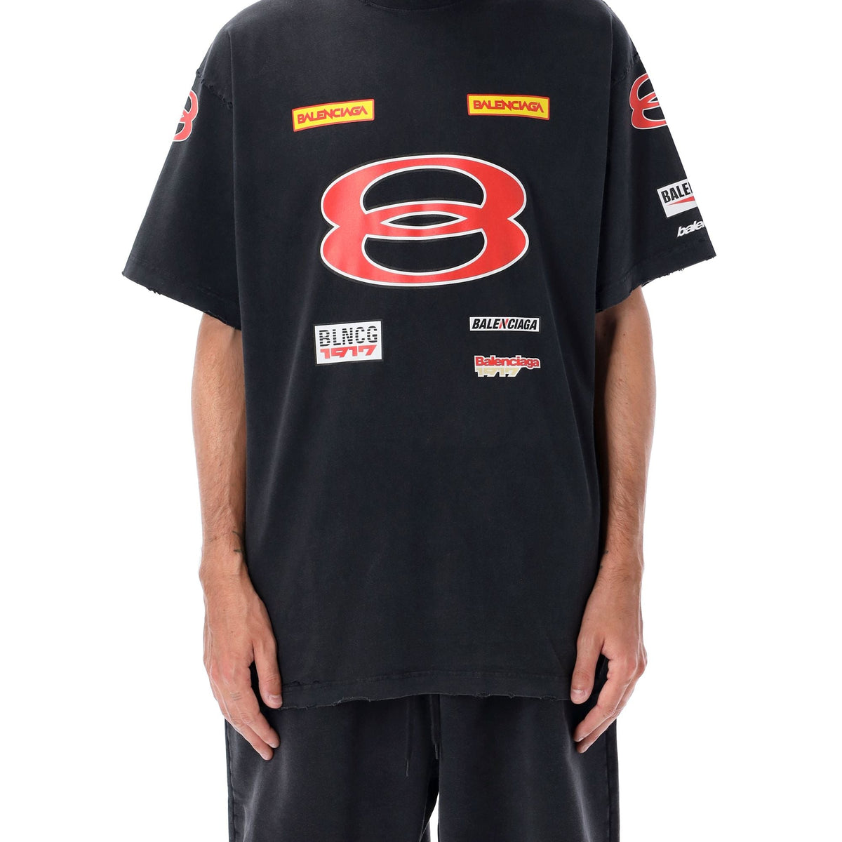 BALENCIAGA Oversized Sponsor Logo T-Shirt - Size 2
