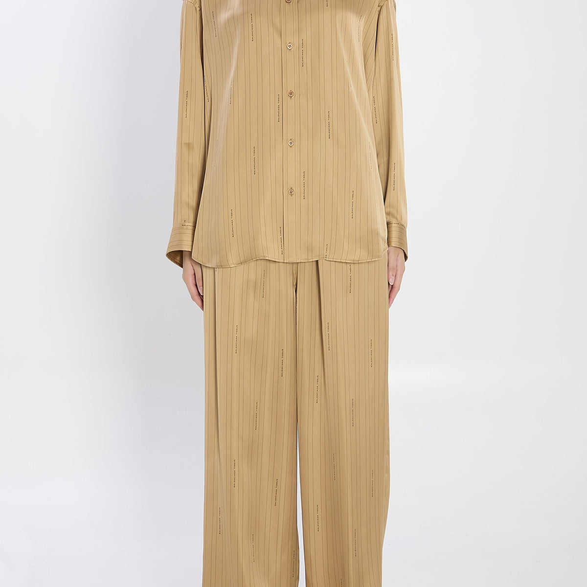 BALENCIAGA Satin Shirt with Striped Pattern - Relaxed Fit