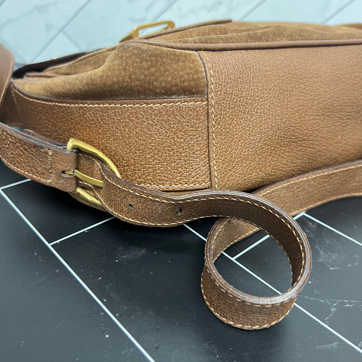 Gucci Brown Leather & Suede Saddle Bag