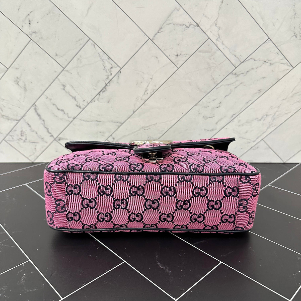 BRAND NEW Gucci Pink Canvas Small Marmont Crossbody Bag