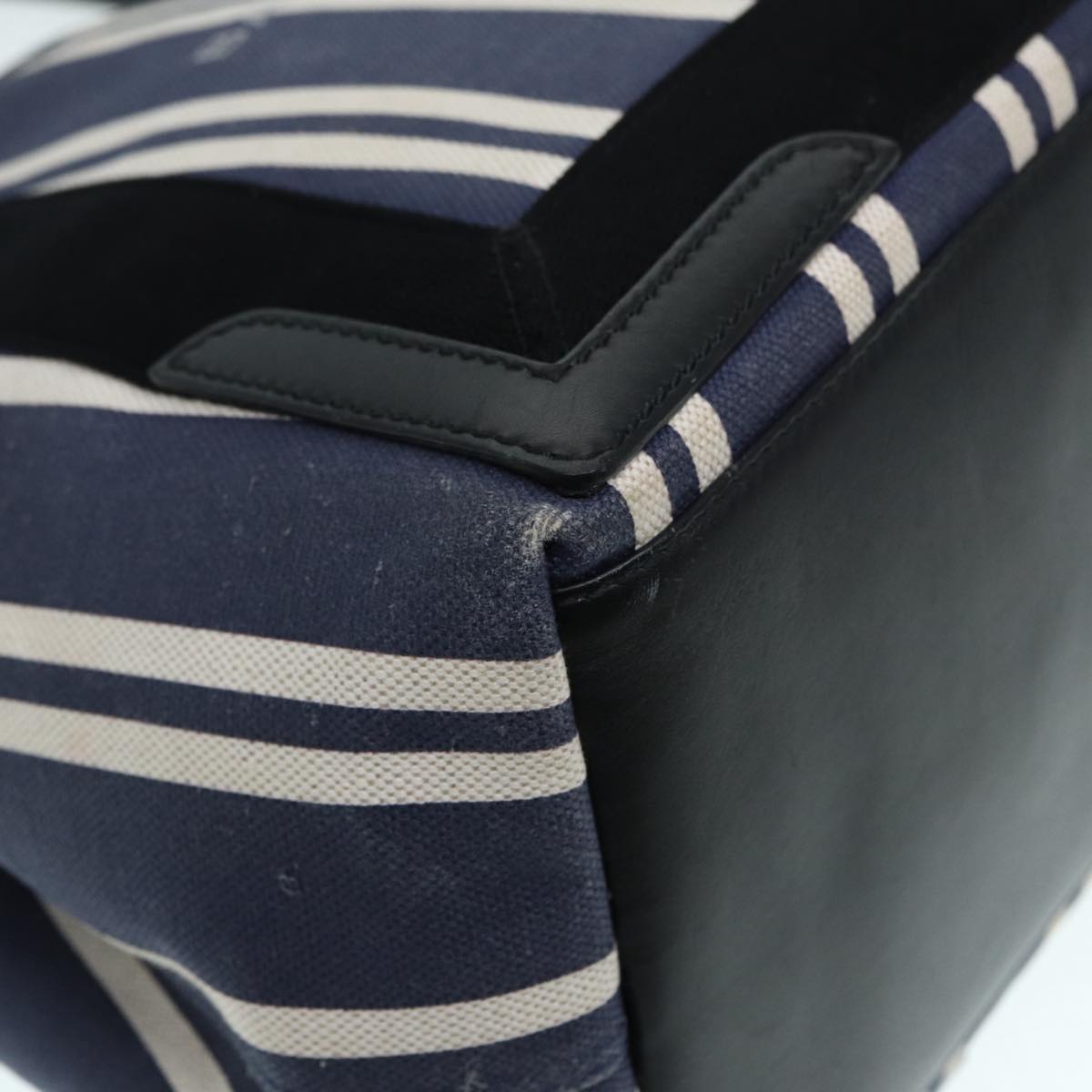 balenciaga Navy Cabas M Hand Bag Canvas Blue Silver 339933 Auth 88567